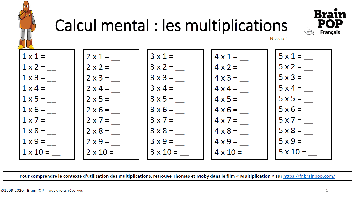 Réviser les tables de multiplications